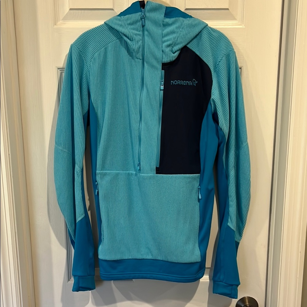 Blue and Navy Norrona Lofoten Thermal Hoodie